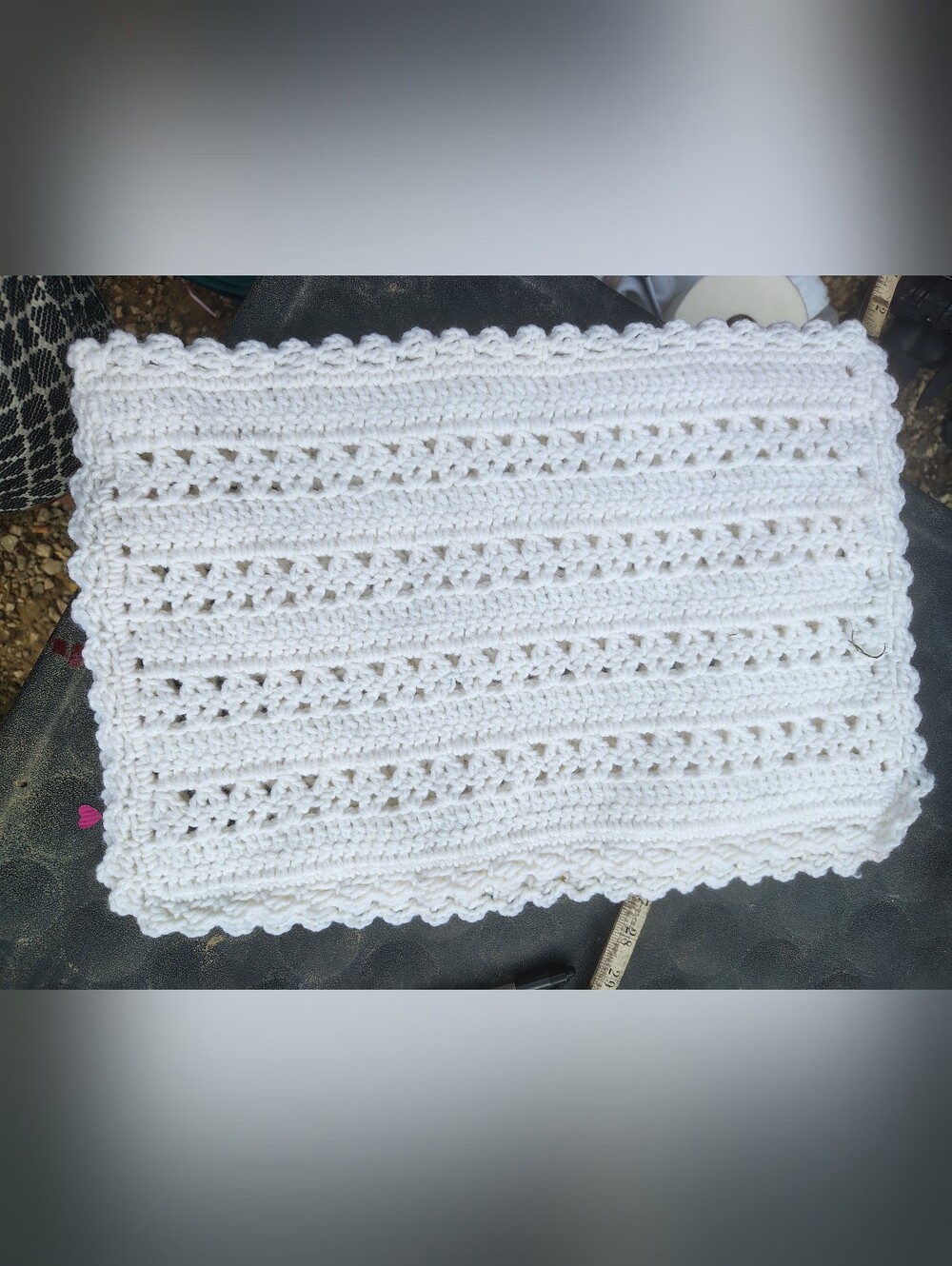handmade rectangular crocheted placemats 2- Cream 2-white